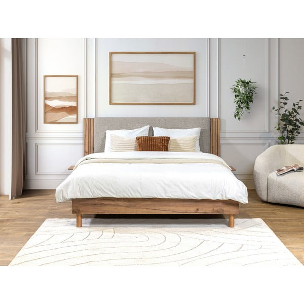 Világosszürke franciaágy ágyráccsal 140x190 cm Lior – Bobochic Paris-image-2