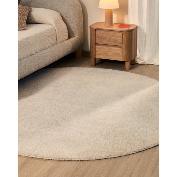 Krémszínű kerek szőnyeg ø 200 cm Empuries – Kave Home-image-2