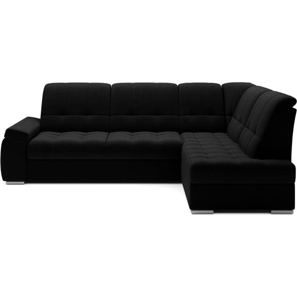 Fekete kinyitható-tárolóhelyes sarokkanapé (jobb oldali-L alakú) Sado – ELTAP