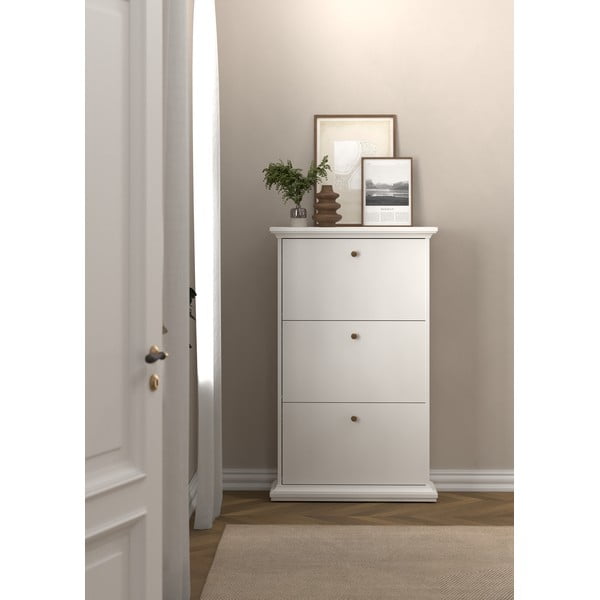 Fehér billenő ajtós cipőtartó Paris – Tvilum-image-1