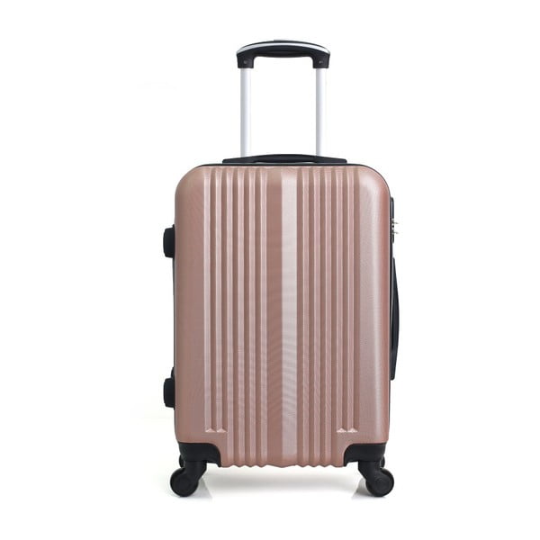 Lipari roséarany színű gurulós bőrönd, 37 l - Hero