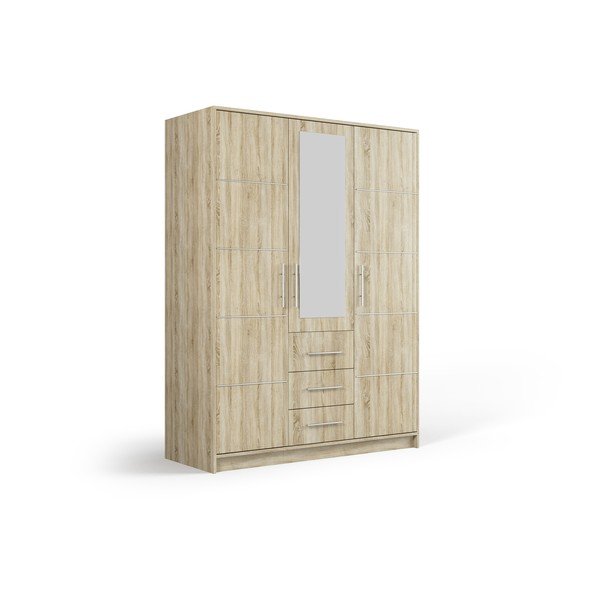 Ruhásszekrény tölgyfa dekorral, tükörrel 147x200 cm Derry - Cosmopolitan Design-image-2