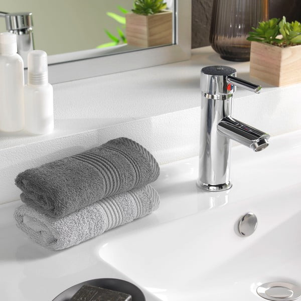 Sötétszürke frottír pamut törölköző 30x50 cm Tendresse – douceur d'intérieur-image-1