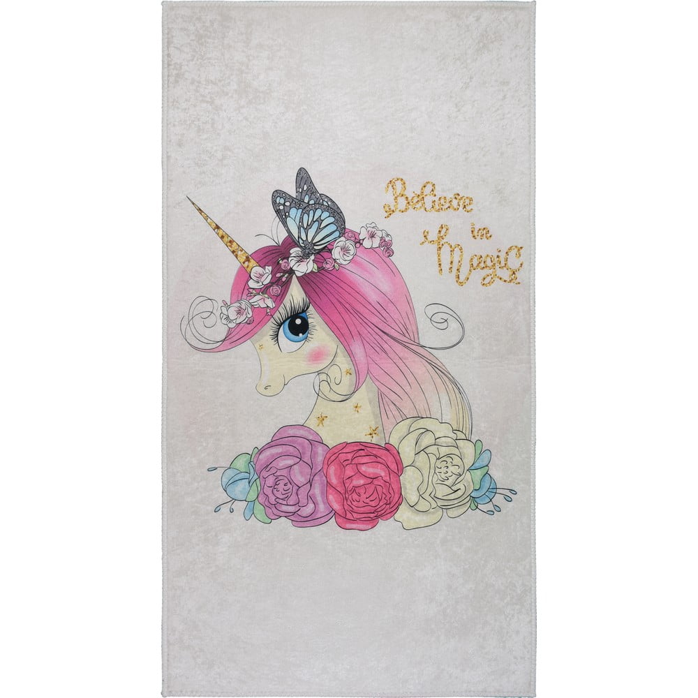Elefántcsont színű mosható gyerek szőnyeg 100x160 cm Cute Unicorn  Vitaus