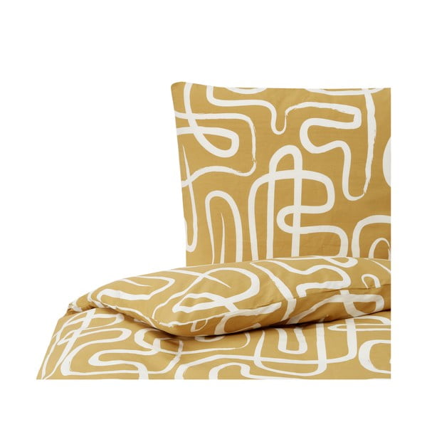 Malu sárga-fehér pamut ágyneműhuzat, 135 x 200 cm - Westwing Collection-image-2