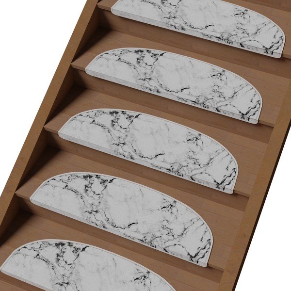 Fehér lépcsőszőnyeg szett 16 db-os 20x65 cm Marble Dream – Vitaus-image-1