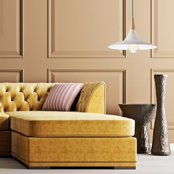 Fehér függőlámpa fém búrával ø 30 cm Ufo – LAMKUR-image-3