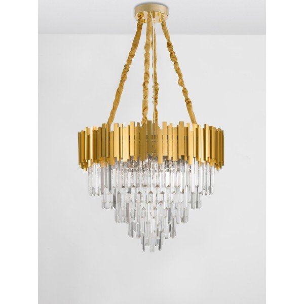 Aranyszínű fém függőlámpa kristály búrával ø 73 cm Grane – Nova Luce-image-4