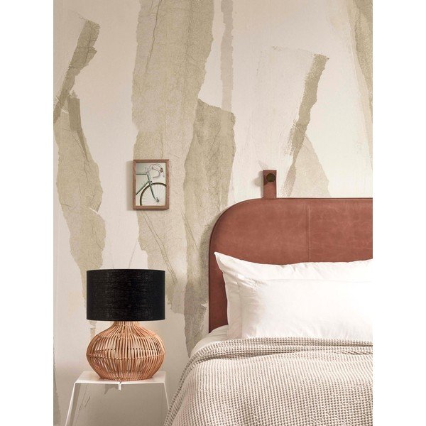 Fekete-natúr színű asztali lámpa textil búrával (magasság 48 cm) Kalahari – Good&Mojo-image-2