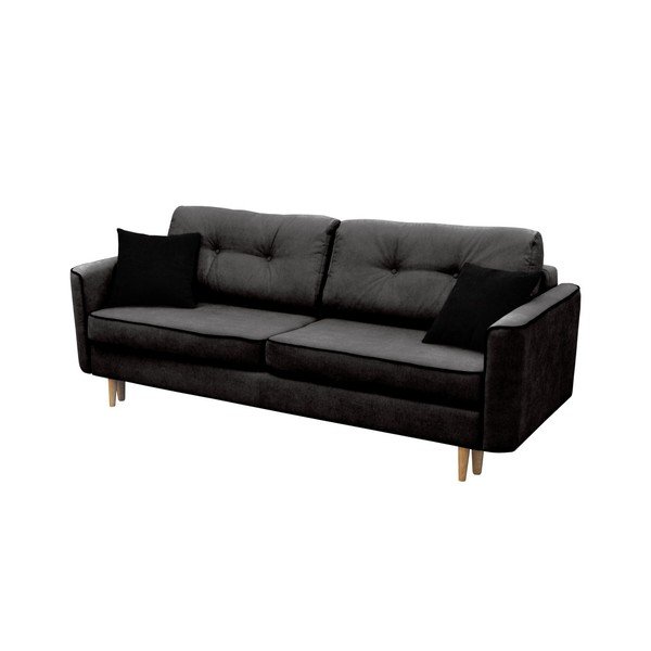 Ivy fekete 3 személyes kinyitható kanapé világos lábakkal - Mazzini Sofas-image-1