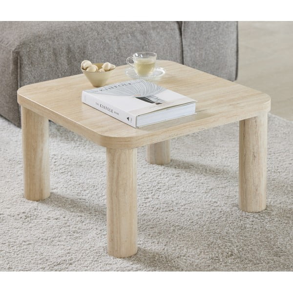 Bézs dohányzóasztal márvány dekorral 60x60 cm Solano – Actona-image-1