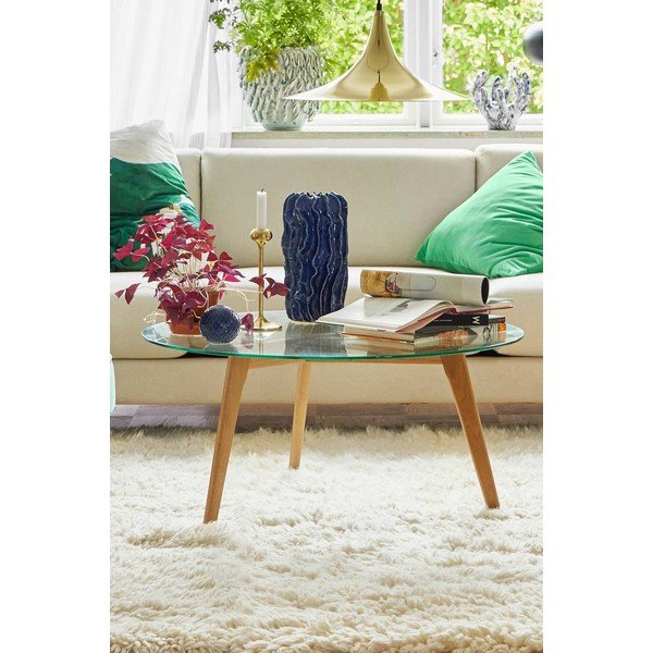 Natúr színű tölgyfa kerek dohányzóasztal ø 90 cm Malevik – Jotex-image-3