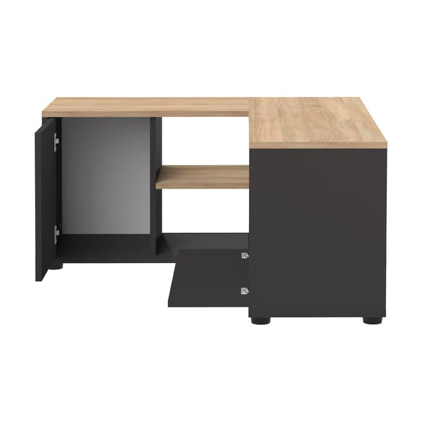 Fekete-natúr színű TV-állvány tölgyfa dekorral 90x45 cm Angle – TemaHome-image-2