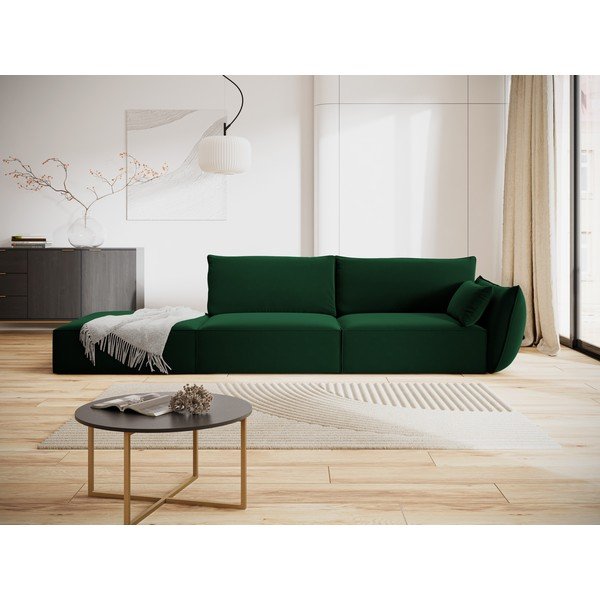 Sötétzöld bársony kanapé, jobb oldali 264 cm Vanda – Mazzini Sofas-image-1