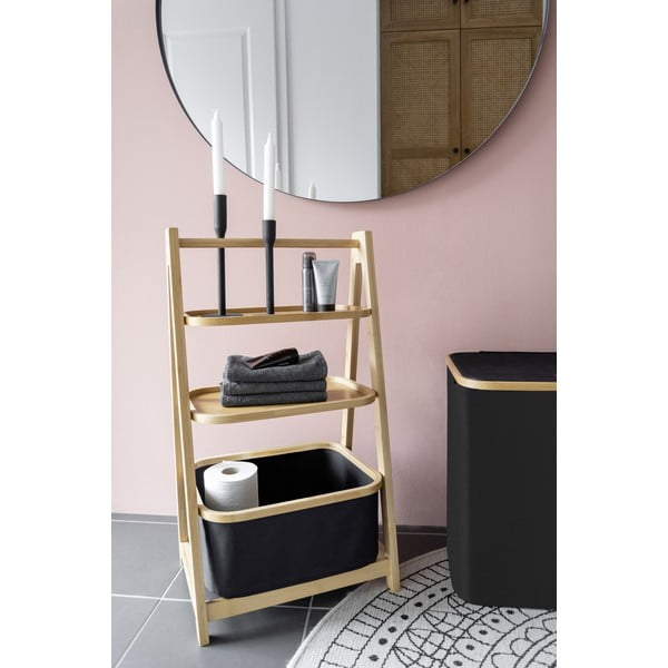 Fekete-natúr színű bambusz fürdőszobai polcos állvány 44x80 cm Ecori – Wenko-image-3