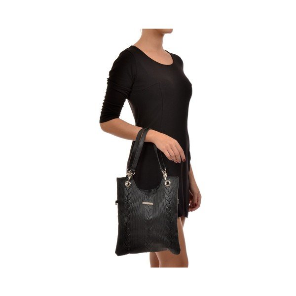 Casmina fekete bőr kézitáska - Mangotti-image-1