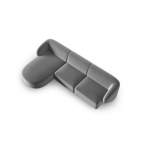 Szürke bársony sarokkanapé (bal oldali-heverő résszel) Paolo – Milo Casa-image-2