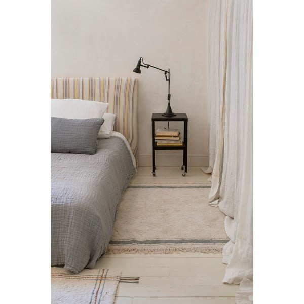 Kék-krémszínű mosható kézi szövésű pamut szőnyeg 90x130 cm Gastro Vintage Blue – Lorena Canals-image-3