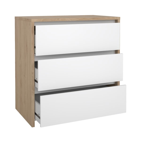 Fehér-natúr színű komód tölgyfa dekorral 80x84x48 cm Next – Tvilum-image-2