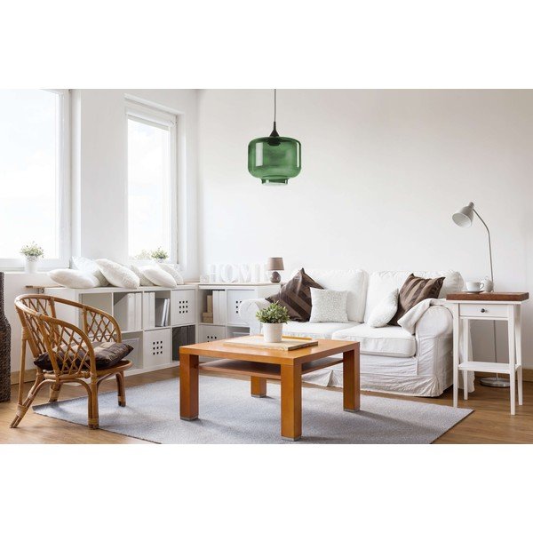 Ambar fekete függőlámpa zöld üveg búrával, ø 25 cm - Tierra Bella-image-1