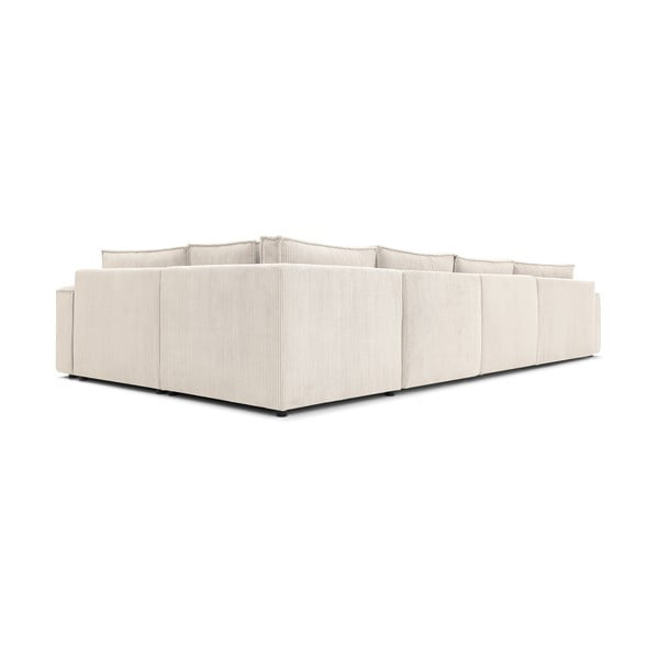 Krémszínű kordbársony sarokkanapé (jobb oldali) Nihad modular – Bobochic Paris-image-4