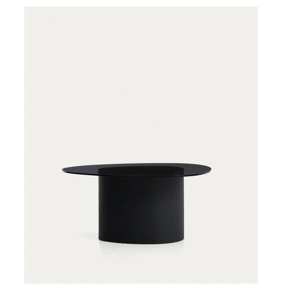 Fekete dohányzóasztal üveg asztallappal 74x81,5 cm Olir – Kave Home-image-3