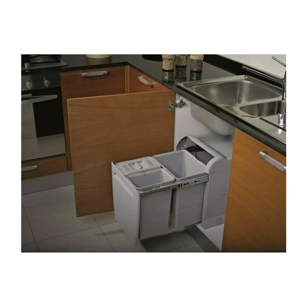 Műanyag szemetes szelektív hulladékhoz/beépíthető 12 + 8 + 8 l City - Elletipi-image-1