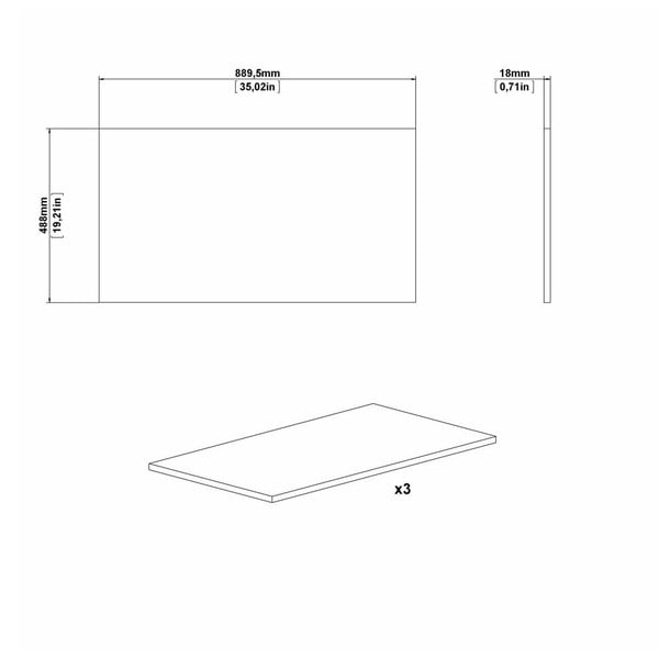 Kiegészítő polc szett ruhásszekrényhez 3 db-os (szélesség 89 cm) Verona - Tvilum-image-2