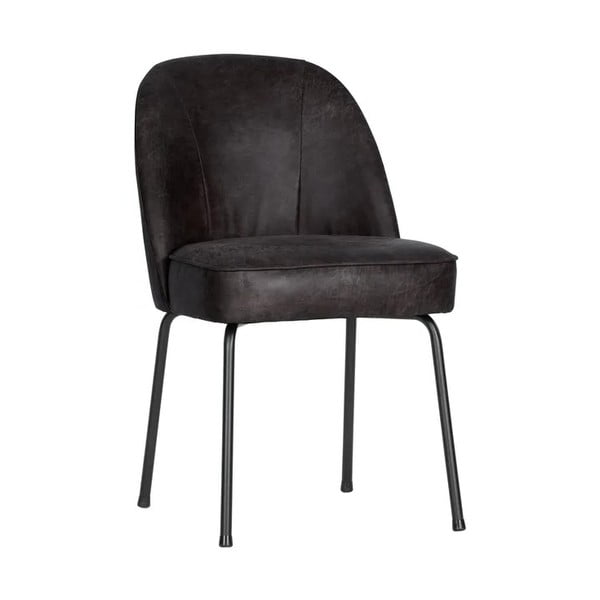 Fekete bőr étkezőszék szett 2 db-os Vogue – WOOOD