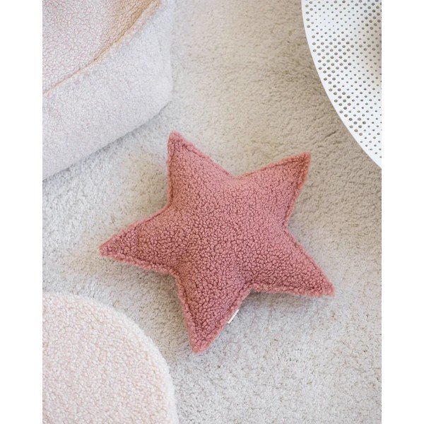 Rózsaszín buklé párna gyerek kanapéhoz Star – Wigiwama-image-2