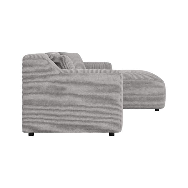 Világosszürke kordbársony sarokkanapé (jobb oldali-heverő résszel) Martin – Ropez-image-3