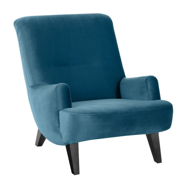Brandford Suede petróleum kék fotel fekete lábakkal - Max Winzer