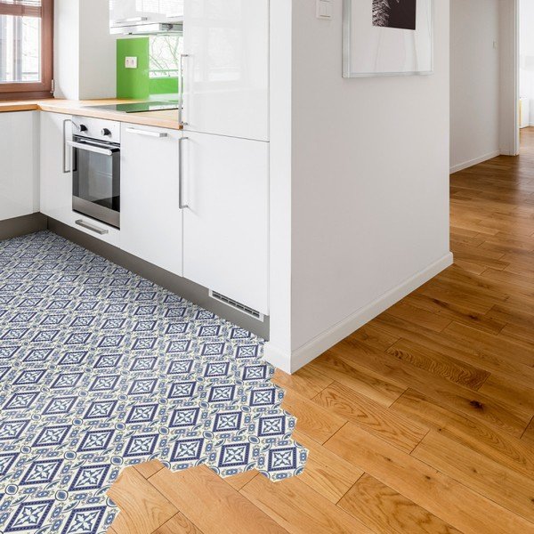 Floor Stickers Hexagons Leonardina10 db-os padlómatrica szett, 40 x 90 cm - Ambiance-image-1