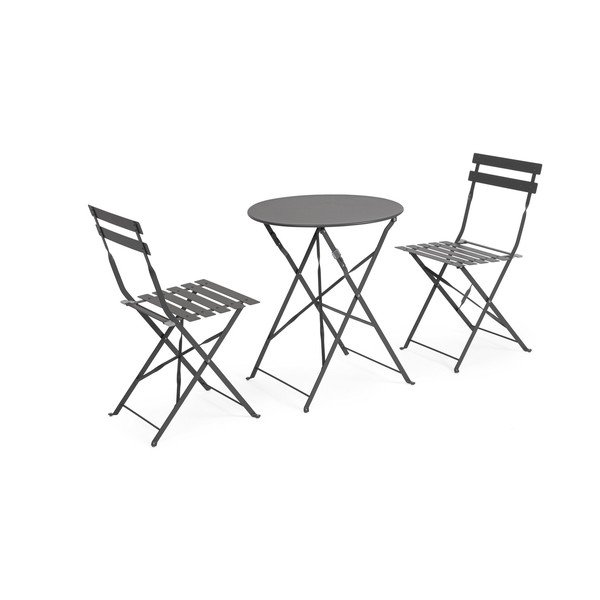 Antracitszürke acél kétszemélyes kerti étkezőgarnitúra Austin – Bizzotto-image-2