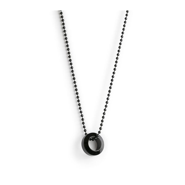 Rondo fekete színű férfi nyaklánc rozsdamentes acél medállal - Monomen