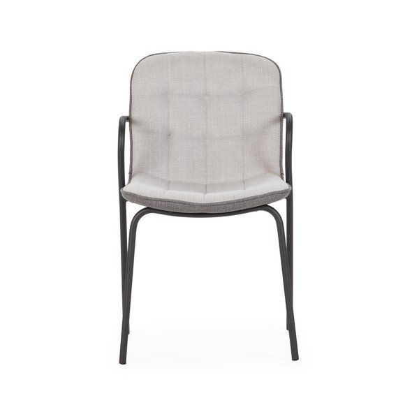 Világosszürke kárpitozott karfás étkezőszék Angie – Marckeric-image-2