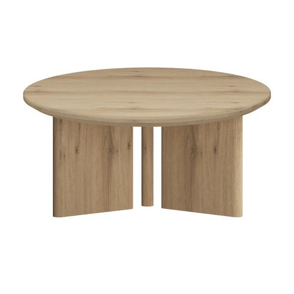 Natúr színű kerek dohányzóasztal tölgyfa dekoros asztallappal ø 80 cm Chatham – Støraa-image-4