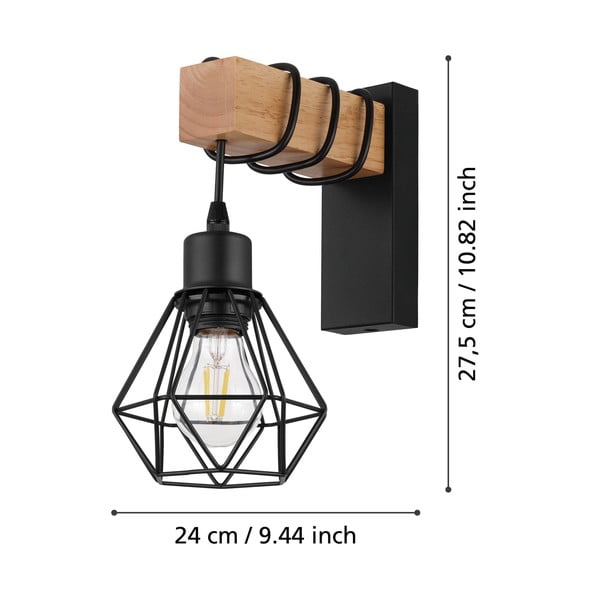 Fekete-natúr színű fali lámpa TOWNSHEND 5 – EGLO-image-2