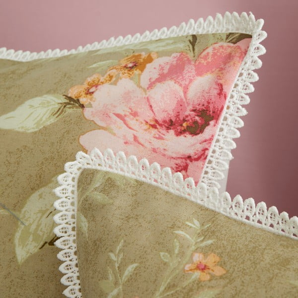 Fehér-zöld egyszemélyes ágyneműhuzat 135x200 cm Penelope Floral – Catherine Lansfield-image-4