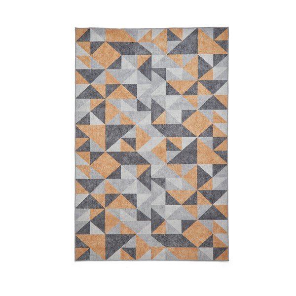 Okkersárga-szürke mosható szőnyeg 61x120 cm Coral Yellow&Grey – Think Rugs