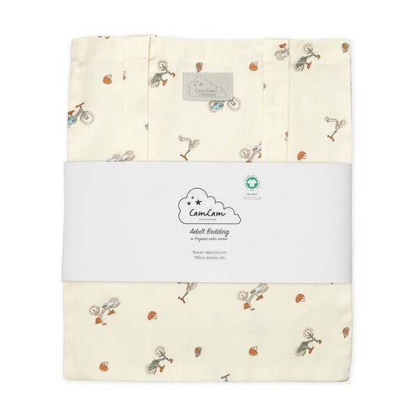 Világossárga egyszemélyes bio pamut gyerek ágyneműhuzat 140x200 cm Bicycles – Cam Cam Copenhagen-image-2