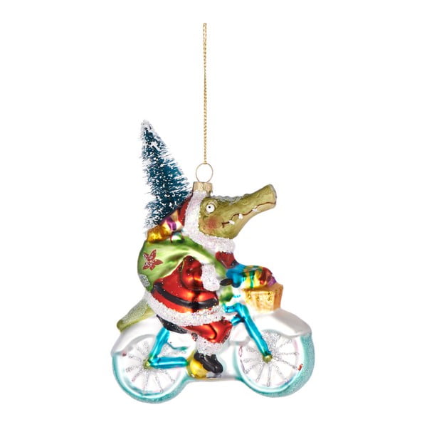Krokodil biciklin karácsonyi üveg függődísz, ⌀ 11 cm - Butlers