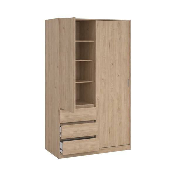 Natúr színű ruhásszekrény tolóajtóval tölgyfa dekorral 119x200x60 cm Naia – Tvilum-image-3