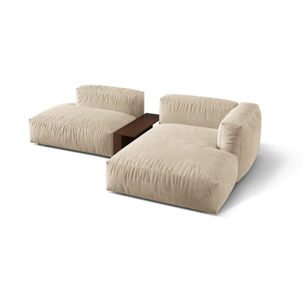 Bézs bársony moduláris sarokkanapé (jobb oldali-heverő résszel) Martina – Micadoni -image-2