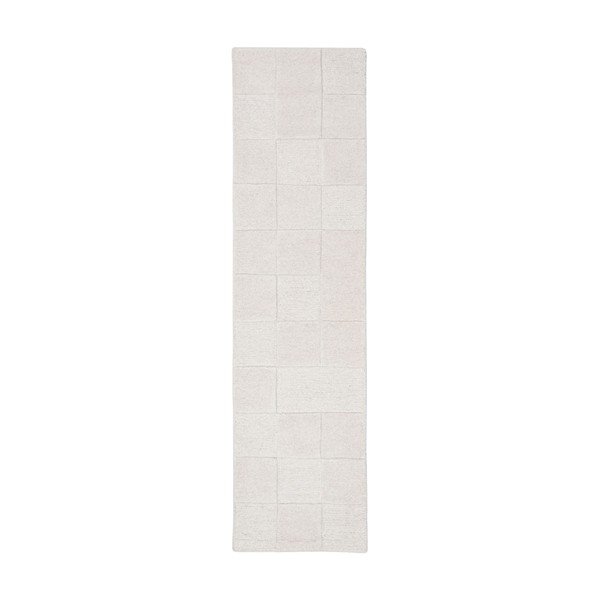 Elefántcsont színű kézi szövésű gyapjú futószőnyeg 60x230 cm Checkerboard – Flair Rugs