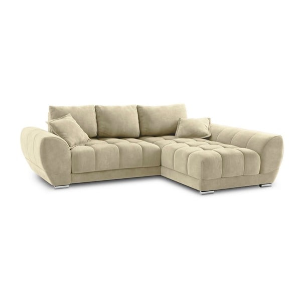 Nuage bézs kinyitható sarokkanapé bársony kárpittal, jobb oldali - Windsor & Co Sofas-image-2