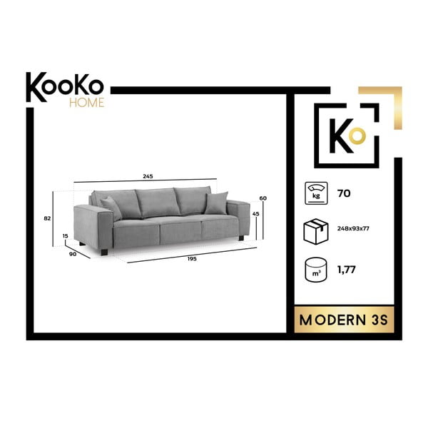 Modern bézs kanapé, 245 cm - Kooko Home-image-3