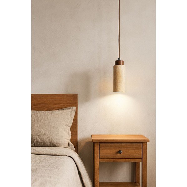 Bézs függőlámpa kő búrával ø 6,5 cm Selma – Opviq lights-image-2