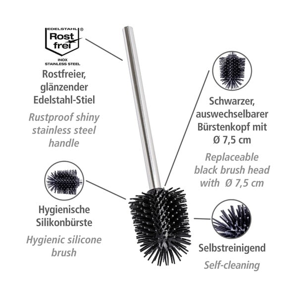 Cserélhető WC-kefe rozsdamentes acél fogantyúval - Wenko-image-3