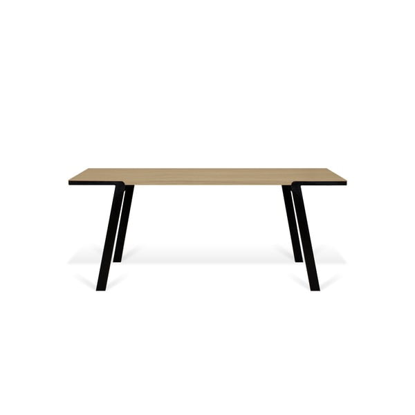 Drift étkezőasztal tölgyfa lappal és fekete lábakkal - TemaHome, 180 x 90 cm